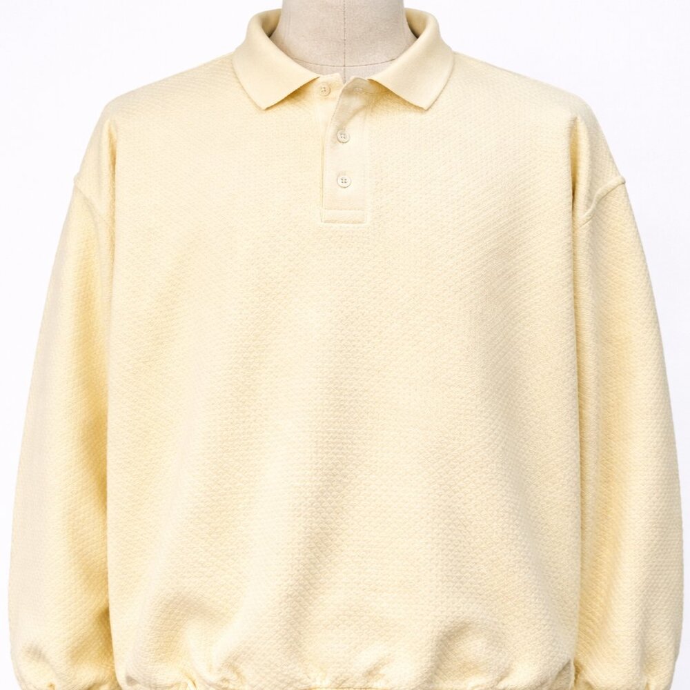 Vintage CYRK Clothing Mens Pullover Knit XL Long Yellow Quilted 100% cotton 80s